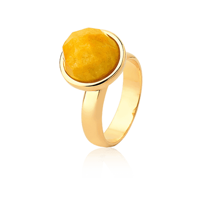 Anel Classic - Feldspato Amarelo — Ouro 18K | Aimer Joias | semijoia feminina pedra natural