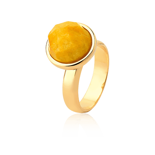 Anel Classic - Feldspato Amarelo — Ouro 18K | Aimer Joias | semijoia feminina pedra natural