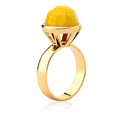 Anel Classic - Feldspato Amarelo lateral — Ouro 18K | Aimer Joias | anel semijoia