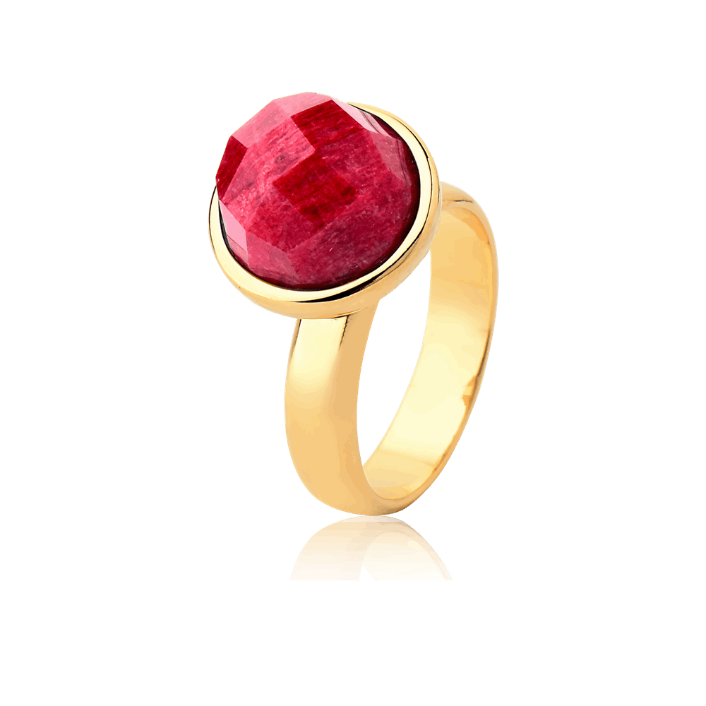 Anel Classic - Feldspato Vermelho — Ouro 18K | Aimer Joias | semijoia feminina pedra natural