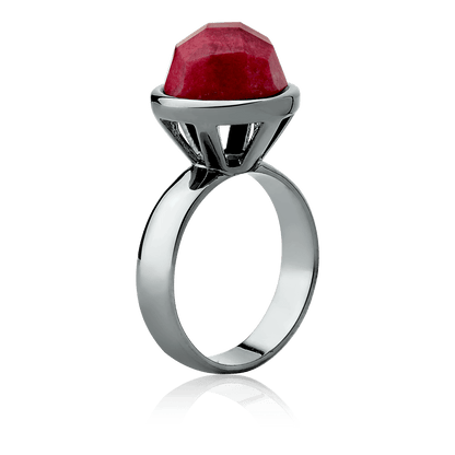 Anel Classic - Feldspato Vermelho detalhe — Ródio Negro | Aimer Joias | anel semijoia pedra natural