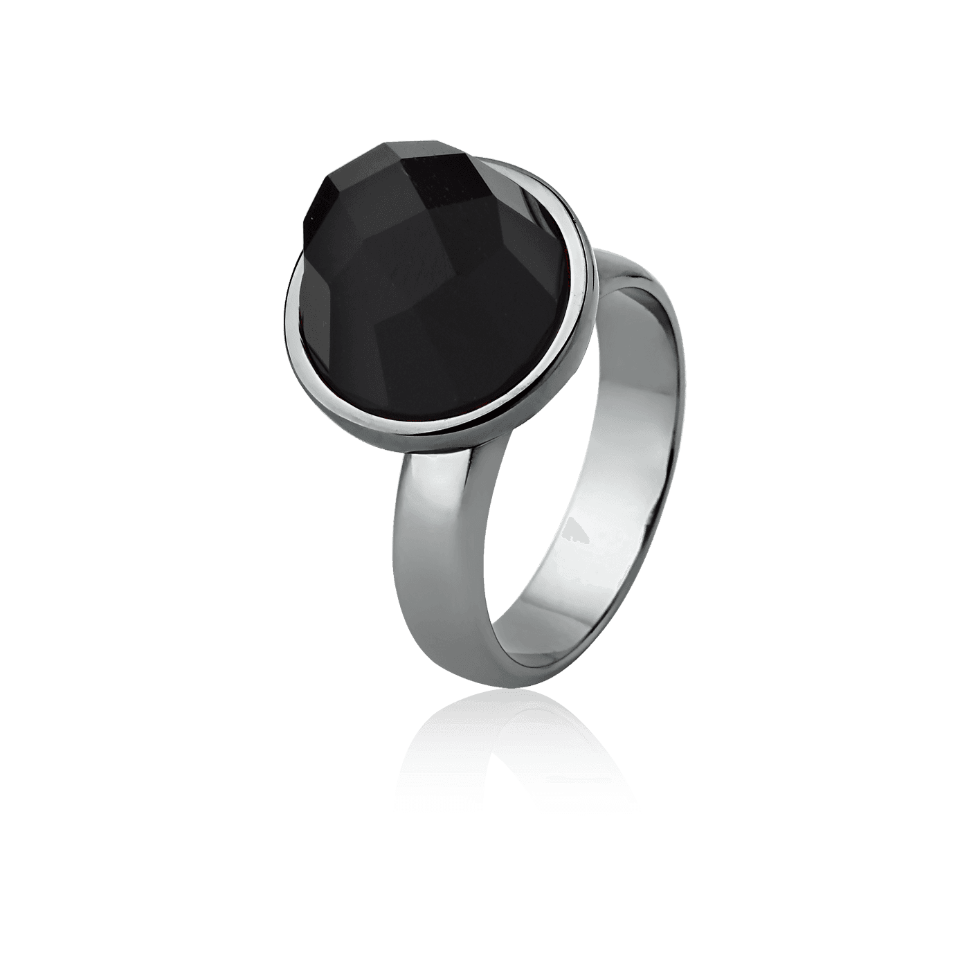 Anel Classic - Onix detalhe — Ródio Negro | Aimer Joias | anel semijoia pedra natural