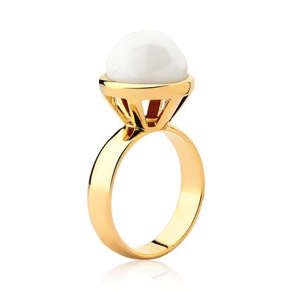 Anel Classic - Porcelana Branca lateral — Ouro 18K | Aimer Joias | anel semijoia