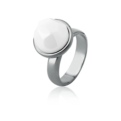 Anel Classic - Porcelana Branca — Ródio Negro | Aimer Joias | semijoia feminina pedra natural