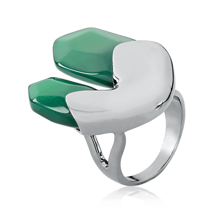 Anel Élémentaire com Ágata Verde | Anel feminino minimalista coleção Élémentaire Aimer Joias