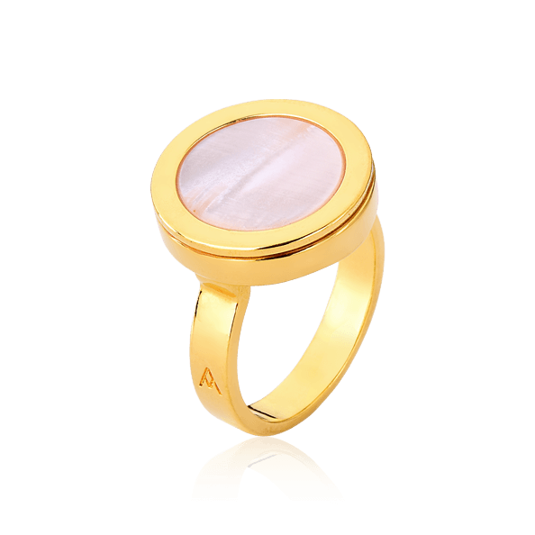 Anel Eterno - Madrepérola Rosa Semijoias de luxo e design exclusivo