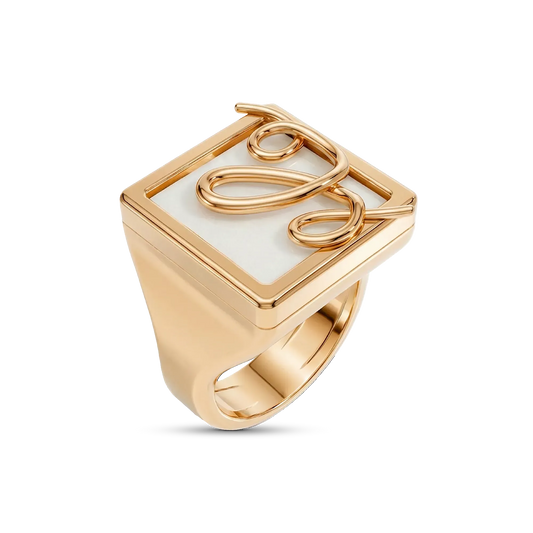 Anel Forma com Ágata Branca em banho ouro 18k — anel de mindinho | Coleção Entre o Traço e a Forma Aimer Joias