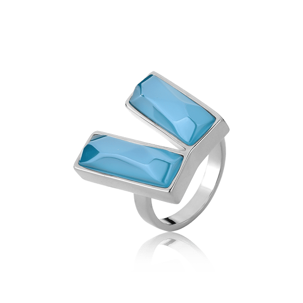 Anel Harmonie - Ágata Azul Céu Semijoias de luxo e design exclusivo