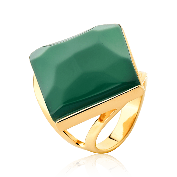 Anel Lírio - Ágata Verde — Ouro 18K | Aimer Joias | semijoia feminina pedra natural