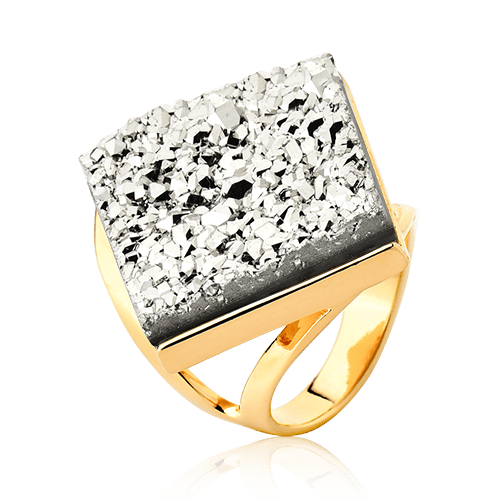 Anel Lírio - Drusa Platina — Ouro 18K | Aimer Joias | semijoia feminina pedra natural