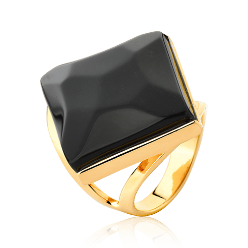Anel Lírio - Obsidiana Negra — Ouro 18K | Aimer Joias | semijoia feminina pedra natural