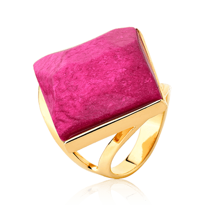 Anel Lírio - Feldspato Rosa Pink — Ouro 18K | Aimer Joias | semijoia feminina pedra natural