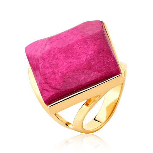Anel Lírio - Feldspato Rosa Pink — Ouro 18K | Aimer Joias | semijoia feminina pedra natural