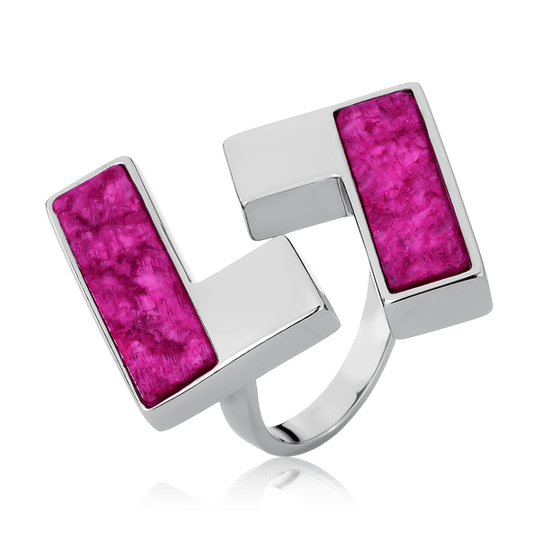Anel Simetria - Feldspato Rosa Pink Semijoias de luxo e design exclusivo