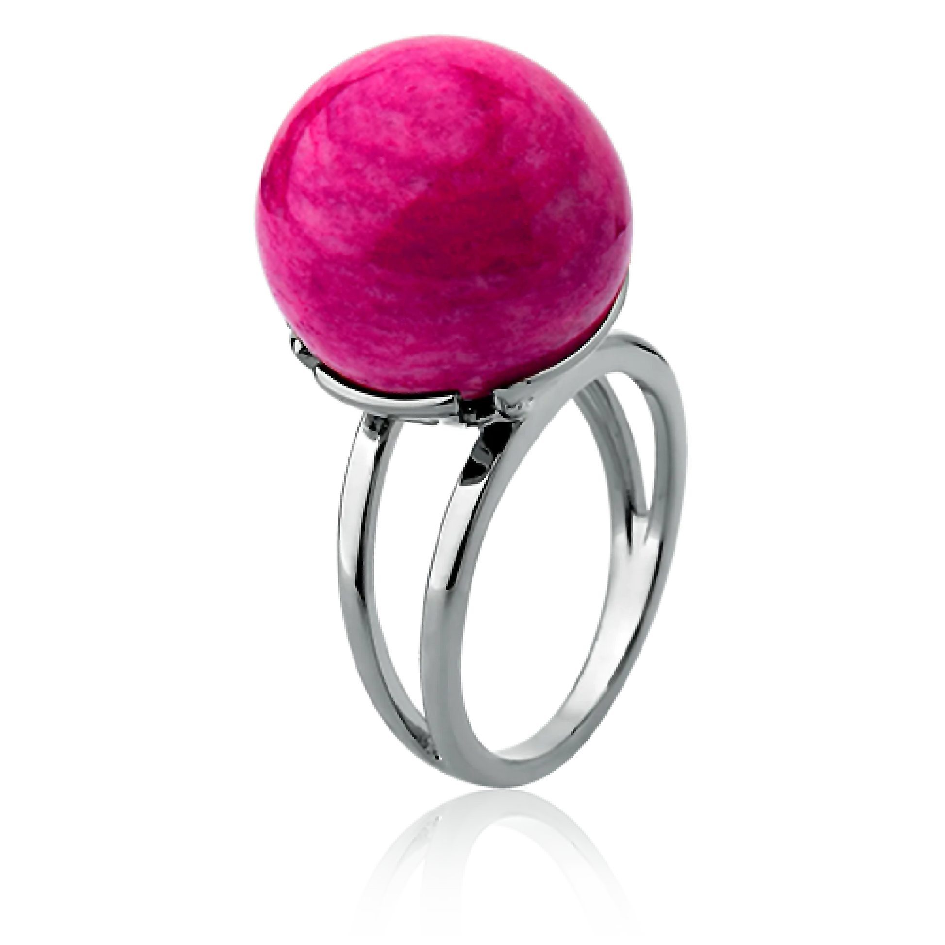 O Anel Ball com Feldspato Rosa Pink em Banho de Ródio Negro é uma joia statement. O tom vibrante de rosa é lindamente contrastado pelo brilho escuro e moderno do Ródio Negro, criando uma peça de impacto visual com elegância e sofisticação.