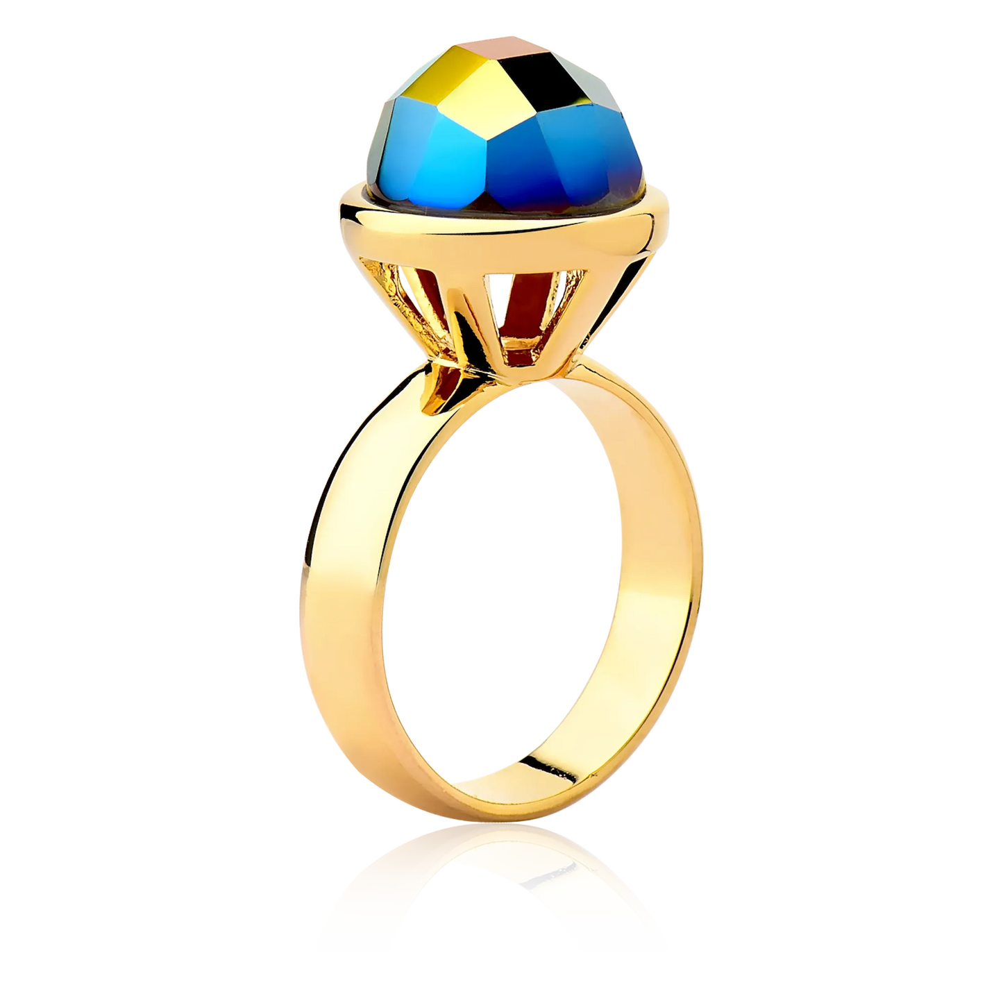 Anel Classic - Cristal Multicolorido — Ródio Negro | Aimer Joias | semijoia feminina pedra natural