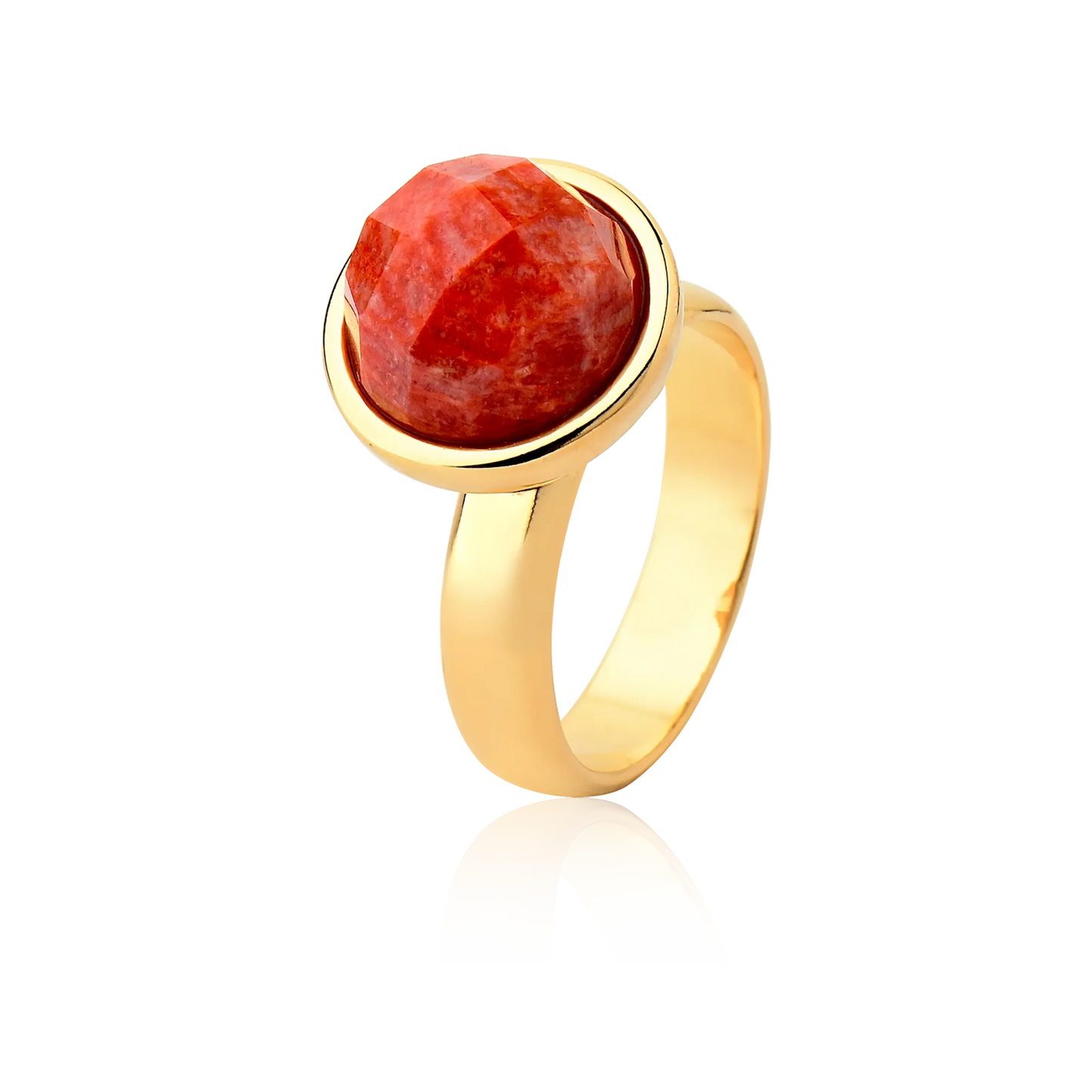 Anel Classic - Feldspato Laranja lateral — Ouro 18K | Aimer Joias | anel semijoia