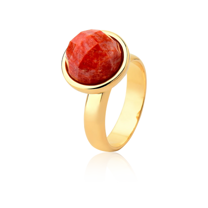 Anel Classic - Feldspato Laranja lateral — Ouro 18K | Aimer Joias | anel semijoia