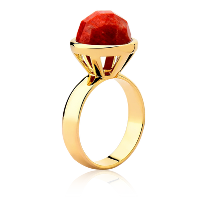 Anel Classic - Feldspato Laranja — Ouro 18K | Aimer Joias | semijoia feminina pedra natural