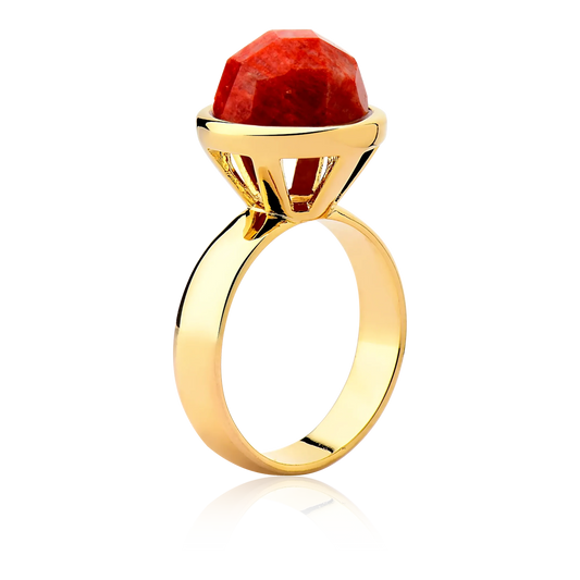 Anel Classic - Feldspato Laranja — Ouro 18K | Aimer Joias | semijoia feminina pedra natural