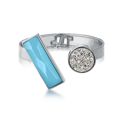Bracelete Convicta - Drusa Platina e a Ágata Azul Céu Semijoias de luxo e design exclusivo