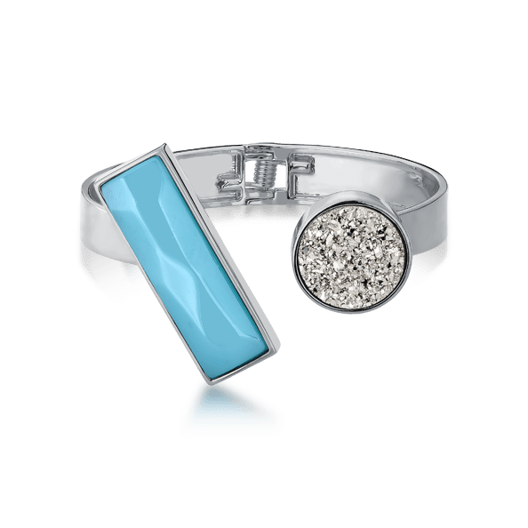 Bracelete Convicta - Drusa Platina e a Ágata Azul Céu Semijoias de luxo e design exclusivo