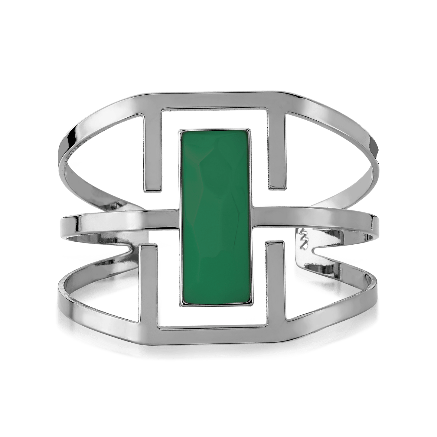 Bracelete Ópera - Ágata Verde — Ródio Negro | Aimer Joias | pulseira semijoia feminina pedra natural