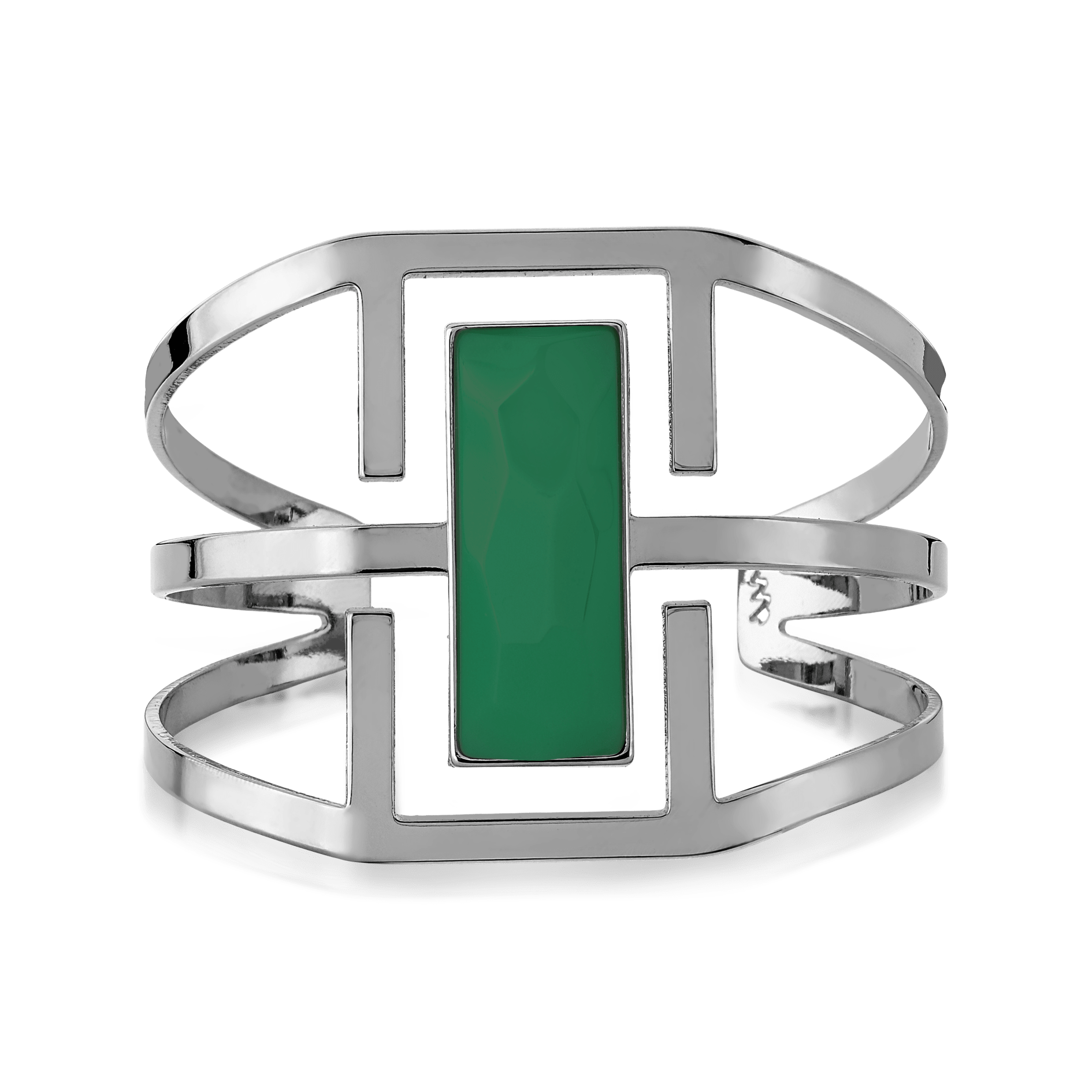 Bracelete Ópera - Ágata Verde — Ródio Negro | Aimer Joias | pulseira semijoia feminina pedra natural