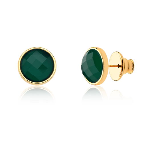 Brinco Classic - Ágata Verde — Ouro 18K | Aimer Joias | brinco semijoia feminina pedra natural