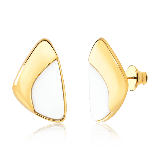 Brinco Élan com Porcelana Branca | Brinco feminino contemporâneo Aimer Joias