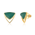 Brinco Equilíbrio com Ágata Verde, banhado a ouro 18k
