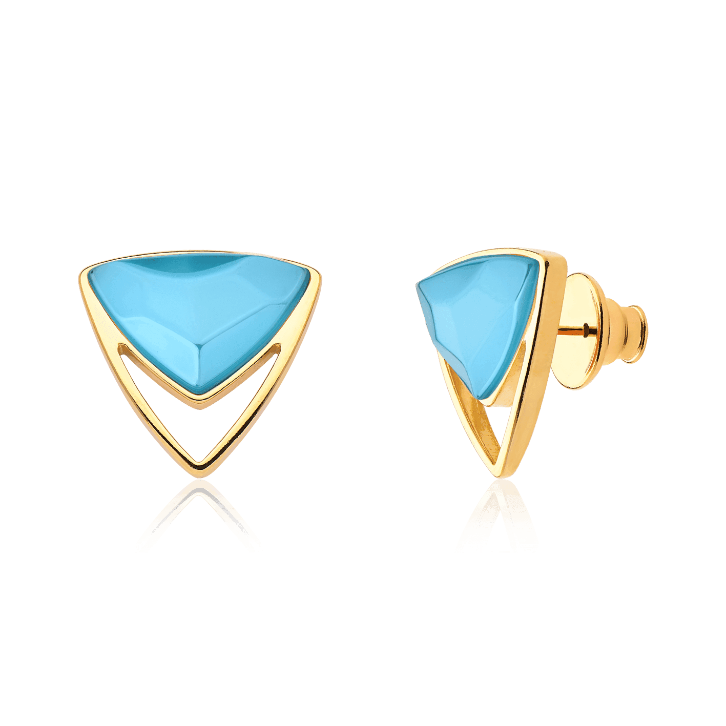 Brinco Equilíbrio - Ágata Azul Céu — Ouro 18K | Aimer Joias | brinco semijoia feminina pedra natural