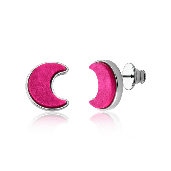 Brinco Lua - Feldspato Rosa Pink Semijoias de luxo e design exclusivo