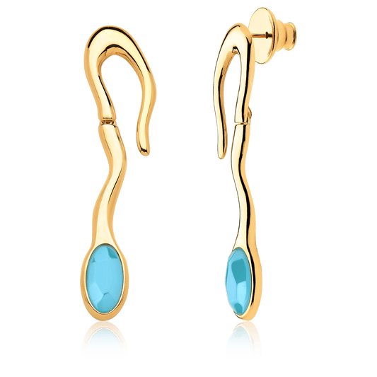 Brinco Noha - Ágata Azul Céu Semijoias de luxo e design exclusivo