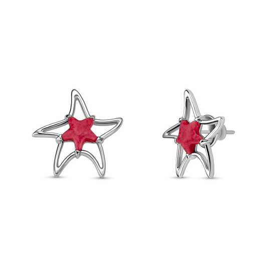 Brinco Serena - Feldspato Vermelho Semijoias de luxo e design exclusivo