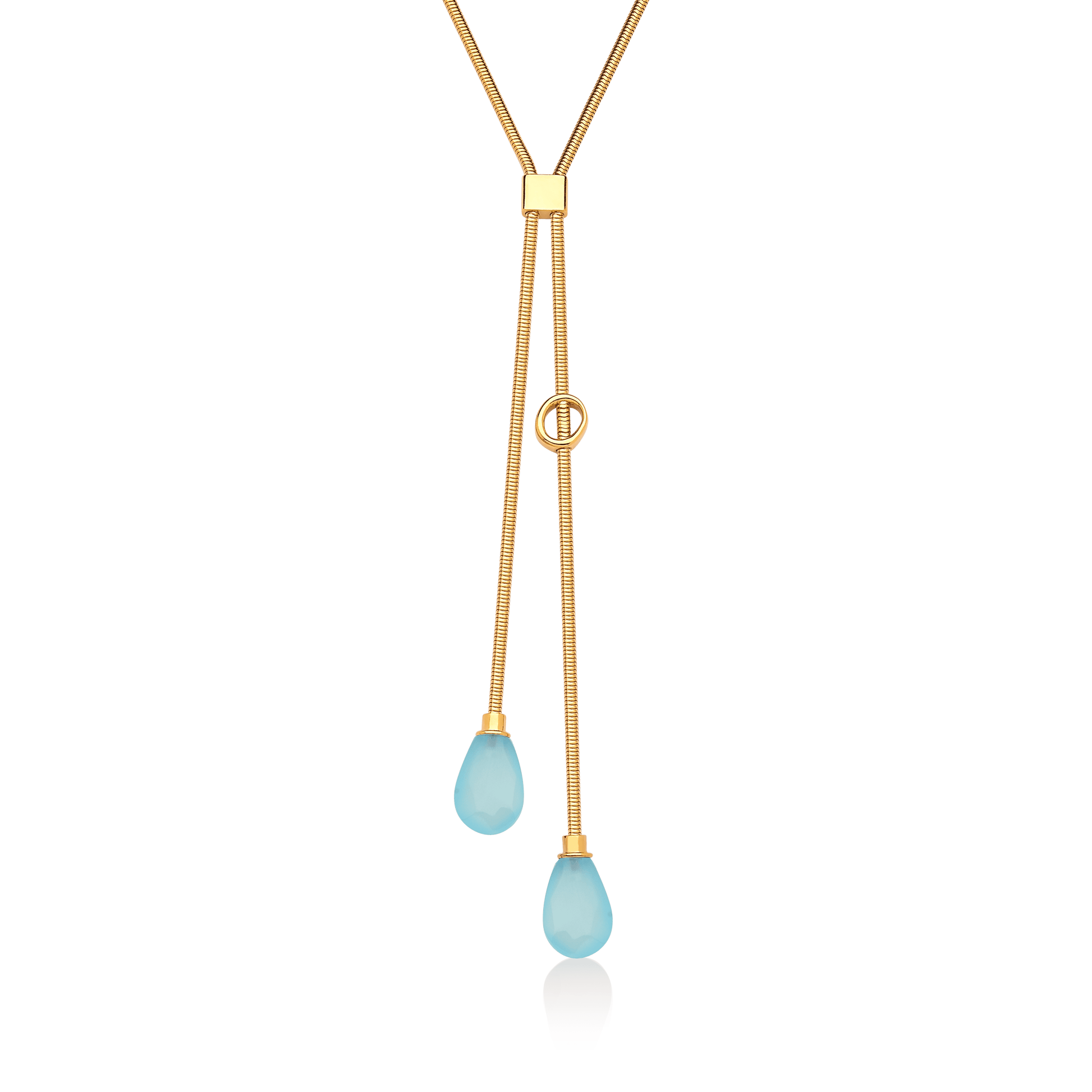 Colar Axel - Ágata Azul Céu — Ouro 18K | Aimer Joias | semijoia feminina pedra natural