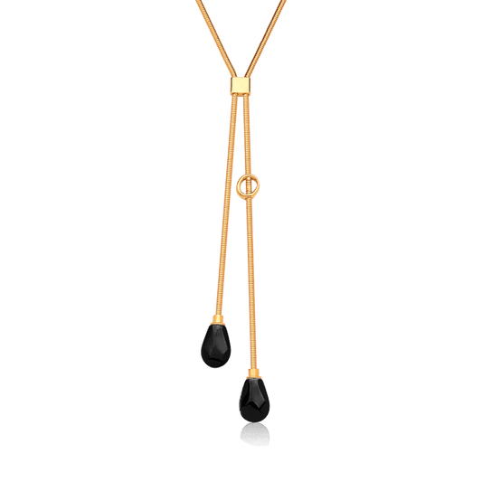 Colar Axel - Obsidiana Negra — Ouro 18K | Aimer Joias | semijoia feminina pedra natural