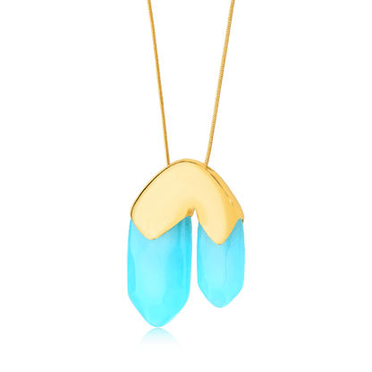 Colar Élémentaire com Ágata Azul Céu | Colar feminino minimalista Aimer Joias