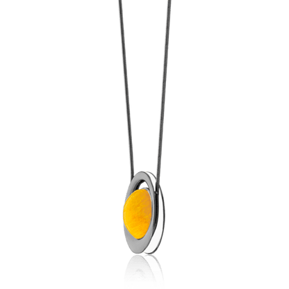 Colar Energia - Esmaltado Branco/Amarelo Semijoias de luxo e design exclusivo