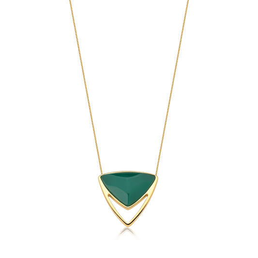 Colar Equilíbrio - Ágata Verde Semijoias de luxo e design exclusivo