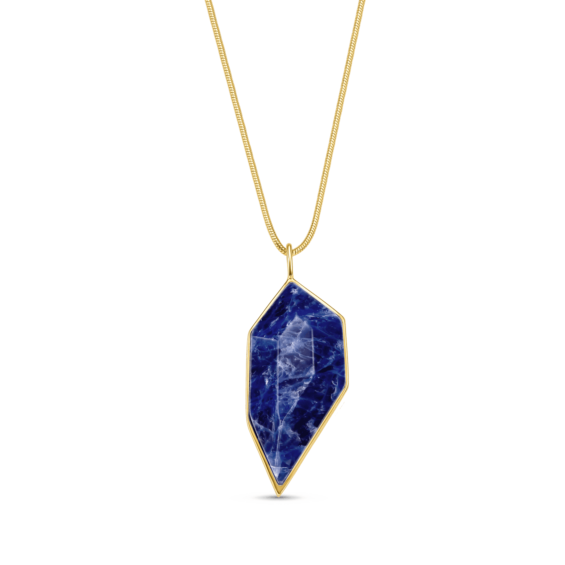 Colar Impulso - Colar com pingente de Sodalita Azul em formato geométrico, banhado em ouro 18k