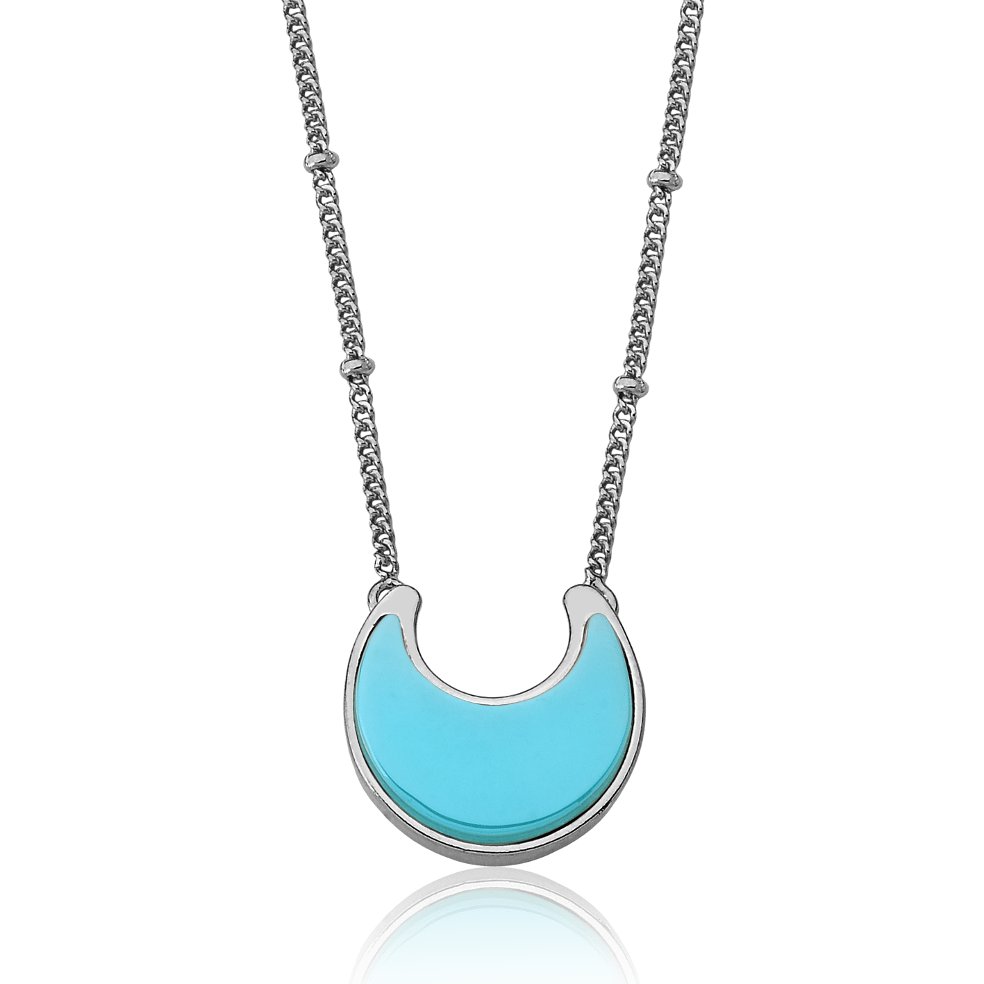 Colar Lua - Ágata Azul Céu — Ródio Negro | Aimer Joias | semijoia feminina pedra natural