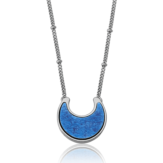 Colar Lua - Feldspato Azul Anil — Ródio Negro | Aimer Joias | semijoia feminina pedra natural
