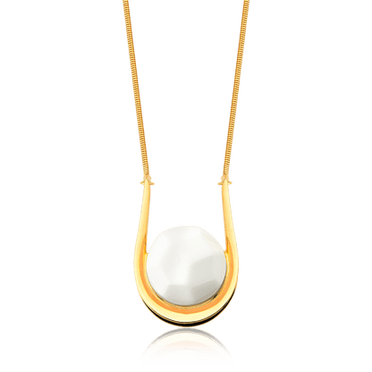 Colar Magnetismo esmaltado preto com porcelana em banho ouro 18k | Aimer Joias