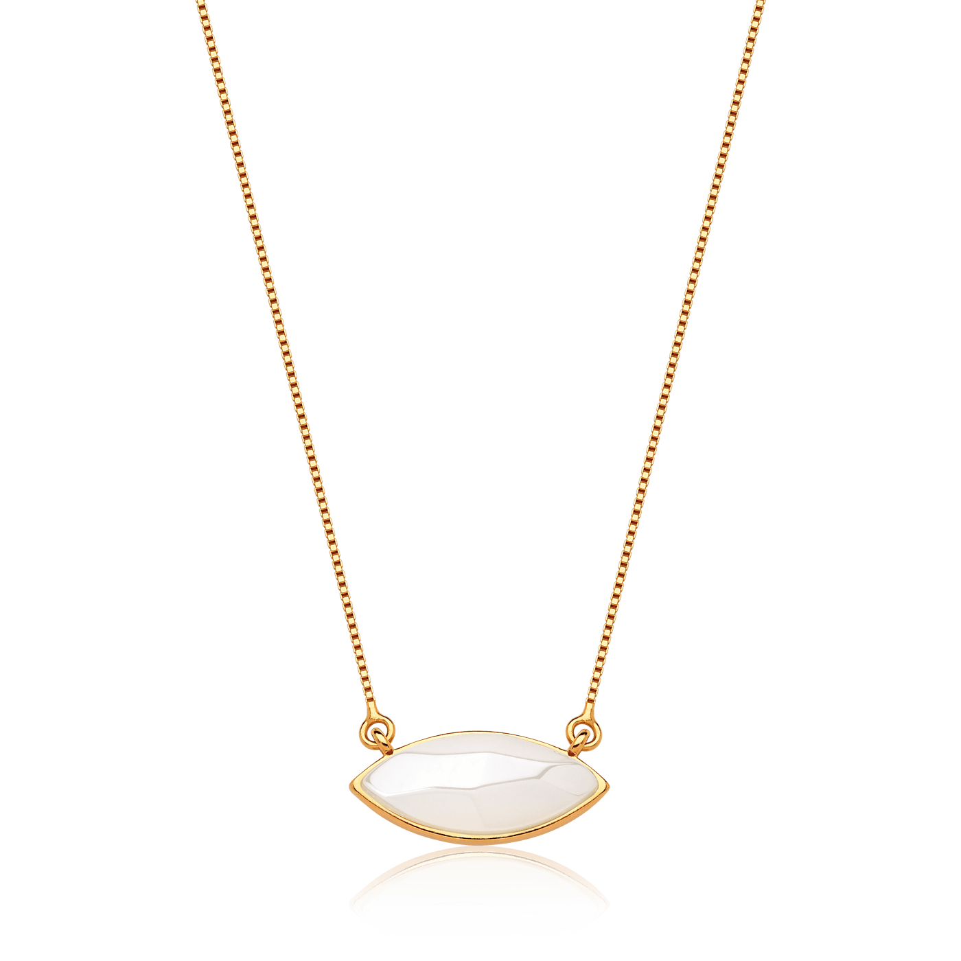 Colar Pétala - Ágata Branca — Ouro 18K | Aimer Joias | semijoia feminina pedra natural