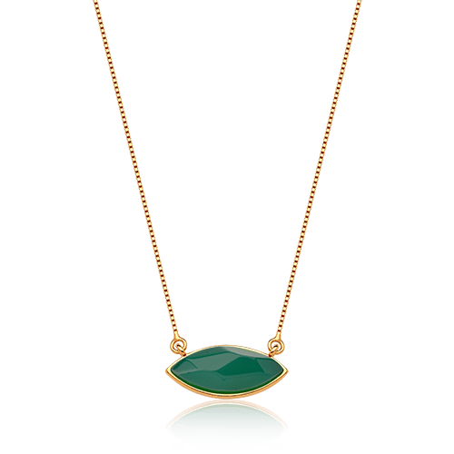 Colar Pétala - Ágata Verde — Ouro 18K | Aimer Joias | semijoia feminina pedra natural