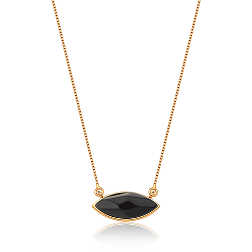 Colar Pétala - Obsidiana Negra — Ouro 18K | Aimer Joias | semijoia feminina pedra natural