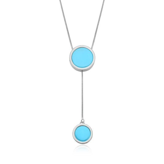 Colar Solene - Ágata Azul Céu Semijoias de luxo 