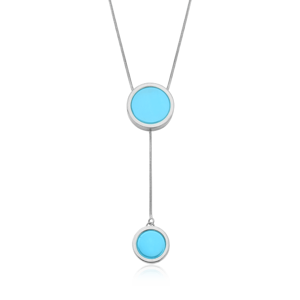 Colar Solene - Ágata Azul Céu Semijoias de luxo 