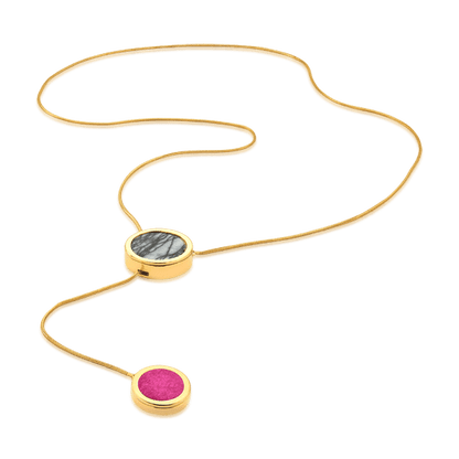 Colar Solene - Jaspe Net e Feldspato Rosa Pink Semijoias de luxo e design exclusivo